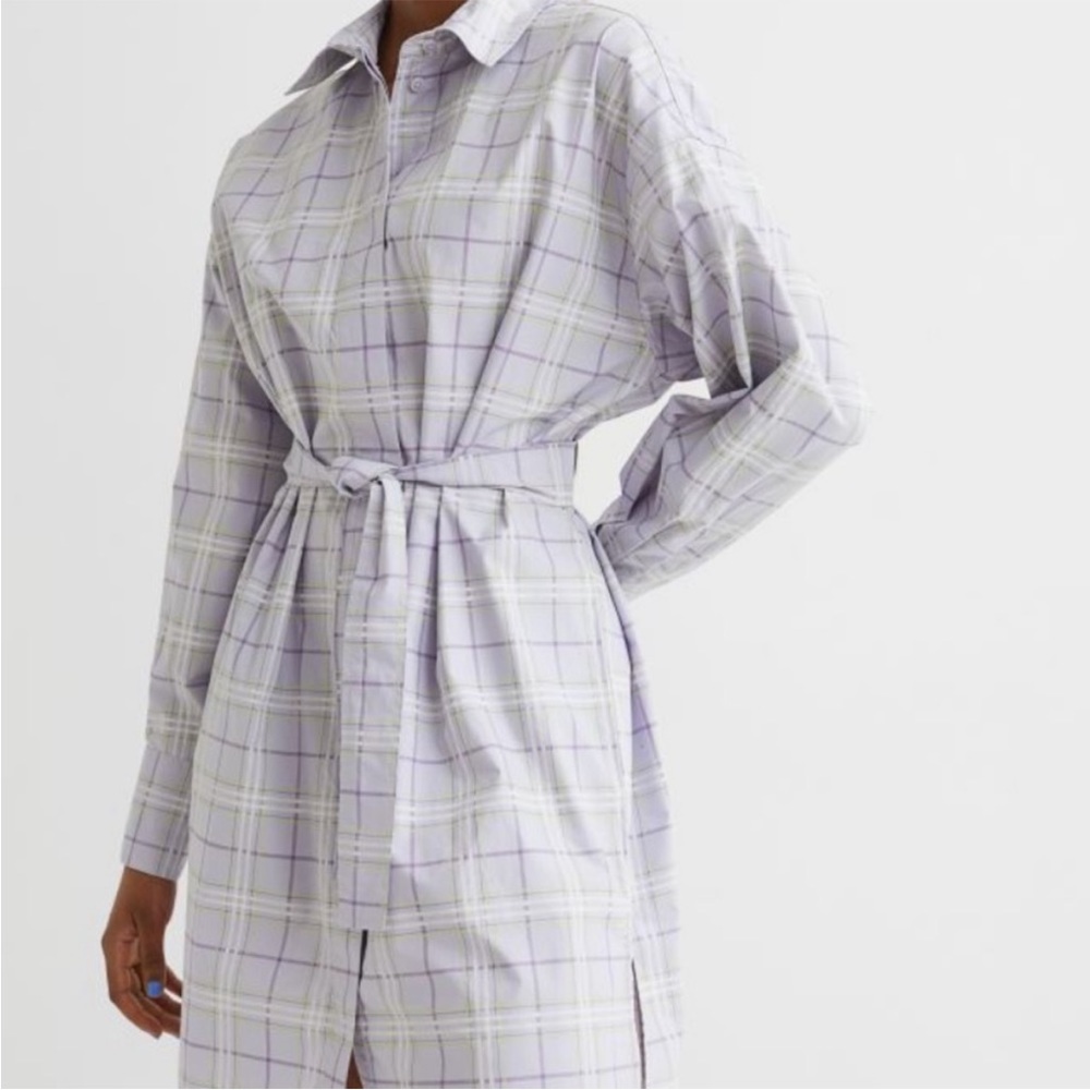 Divided Plaid Belted Shirt Dress XXL NWT